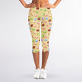 Pastel Macaron Pattern Print Women's Capri Leggings