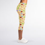 Pastel Macaron Pattern Print Women's Capri Leggings