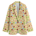 Pastel Macaron Pattern Print Women's Cotton Blazer