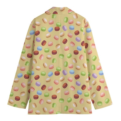 Pastel Macaron Pattern Print Women's Cotton Blazer