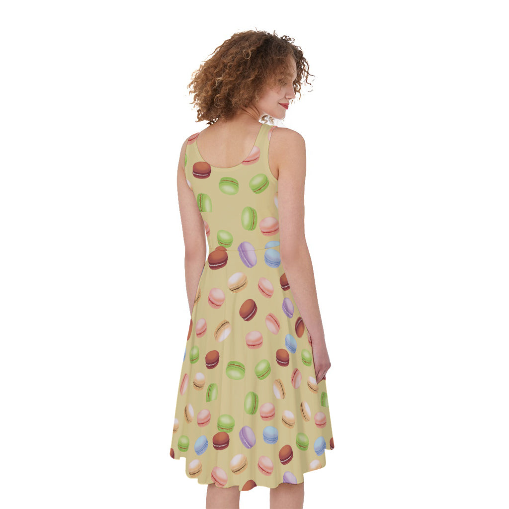 Pastel Macaron Pattern Print Women's Sleeveless Dress