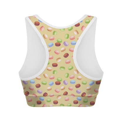 Pastel Macaron Pattern Print Women's Sports Bra