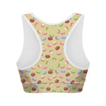 Pastel Macaron Pattern Print Women's Sports Bra