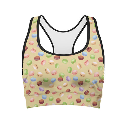 Pastel Macaron Pattern Print Women's Sports Bra