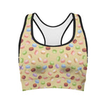 Pastel Macaron Pattern Print Women's Sports Bra