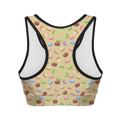 Pastel Macaron Pattern Print Women's Sports Bra