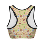 Pastel Macaron Pattern Print Women's Sports Bra