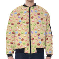 Pastel Macaron Pattern Print Zip Sleeve Bomber Jacket