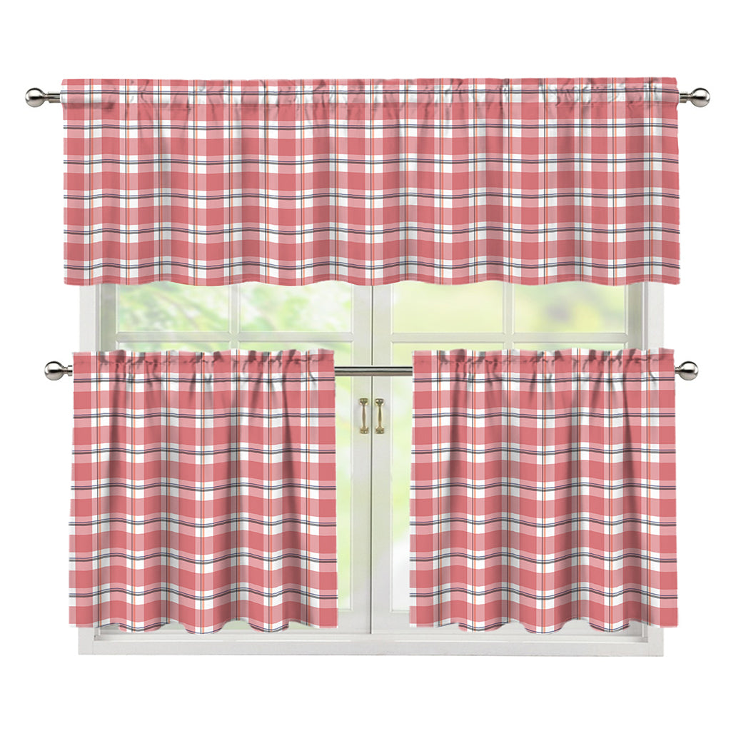 Pastel Madras Pattern Print 3 Piece Kitchen Curtains