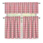 Pastel Madras Pattern Print 3 Piece Kitchen Curtains