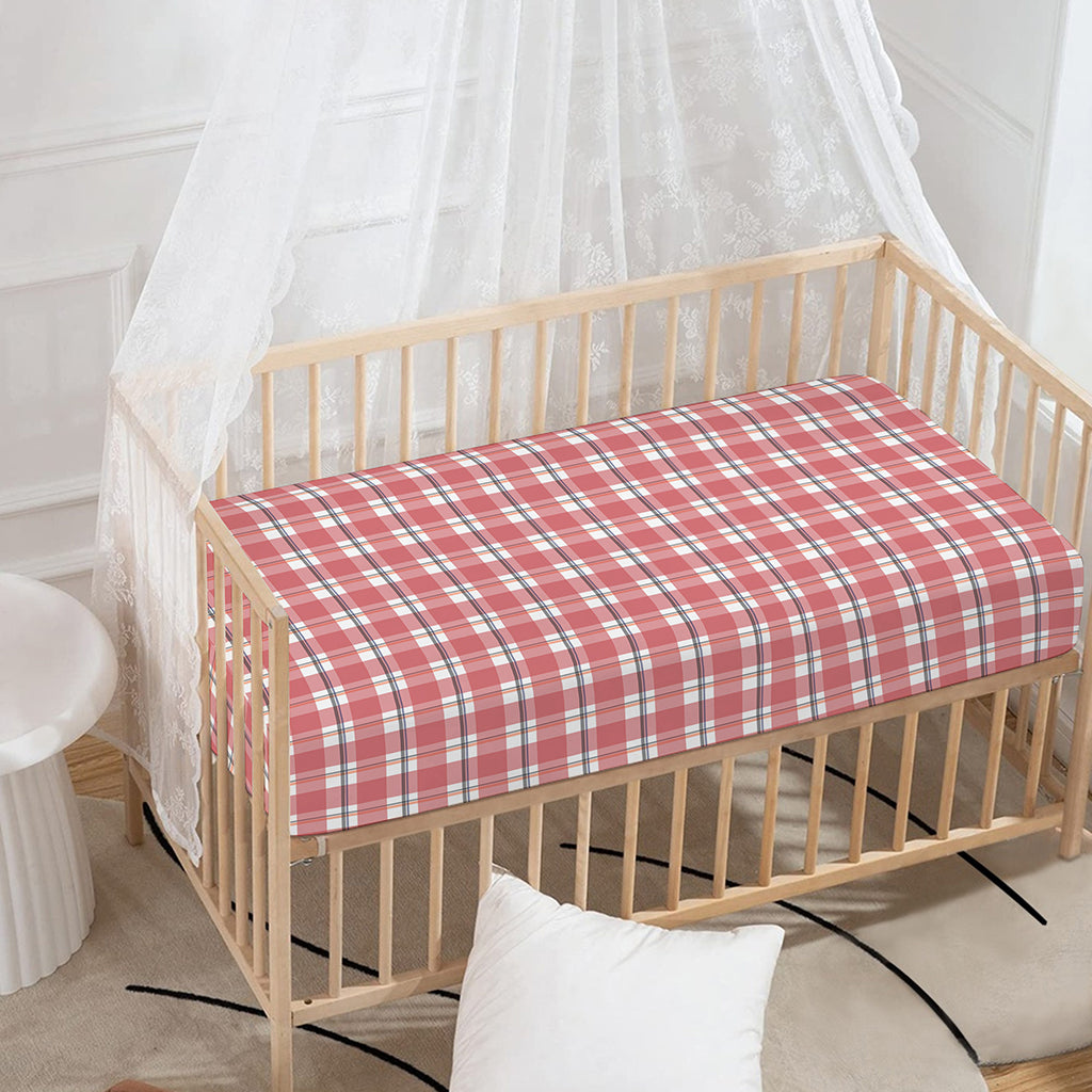 Pastel Madras Pattern Print Baby Crib Sheet