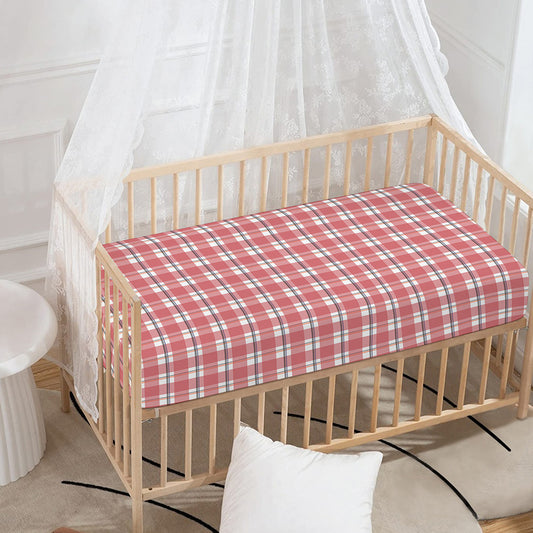Pastel Madras Pattern Print Baby Crib Sheet