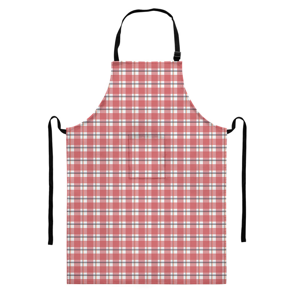 Pastel Madras Pattern Print Bib Apron With Pocket
