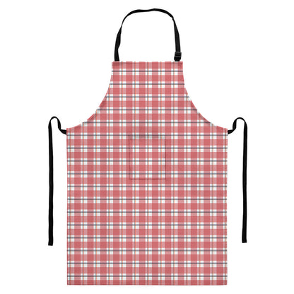 Pastel Madras Pattern Print Bib Apron With Pocket