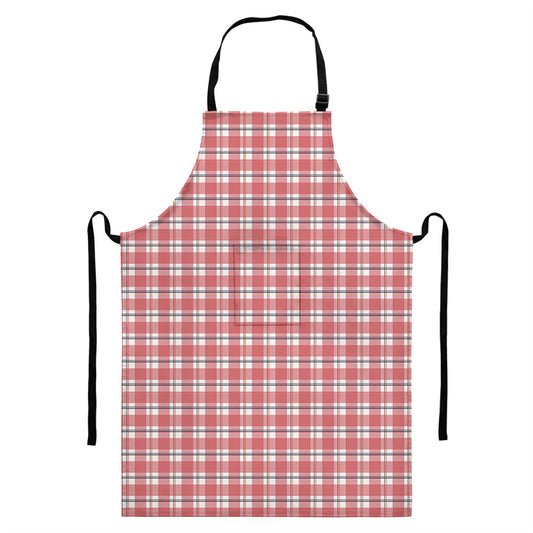 Pastel Madras Pattern Print Bib Apron With Pocket