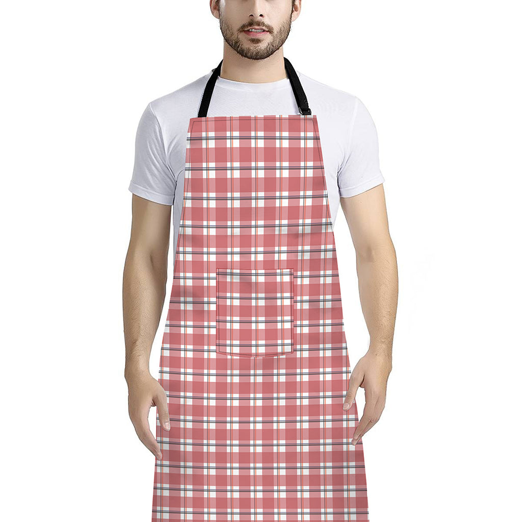 Pastel Madras Pattern Print Bib Apron With Pocket
