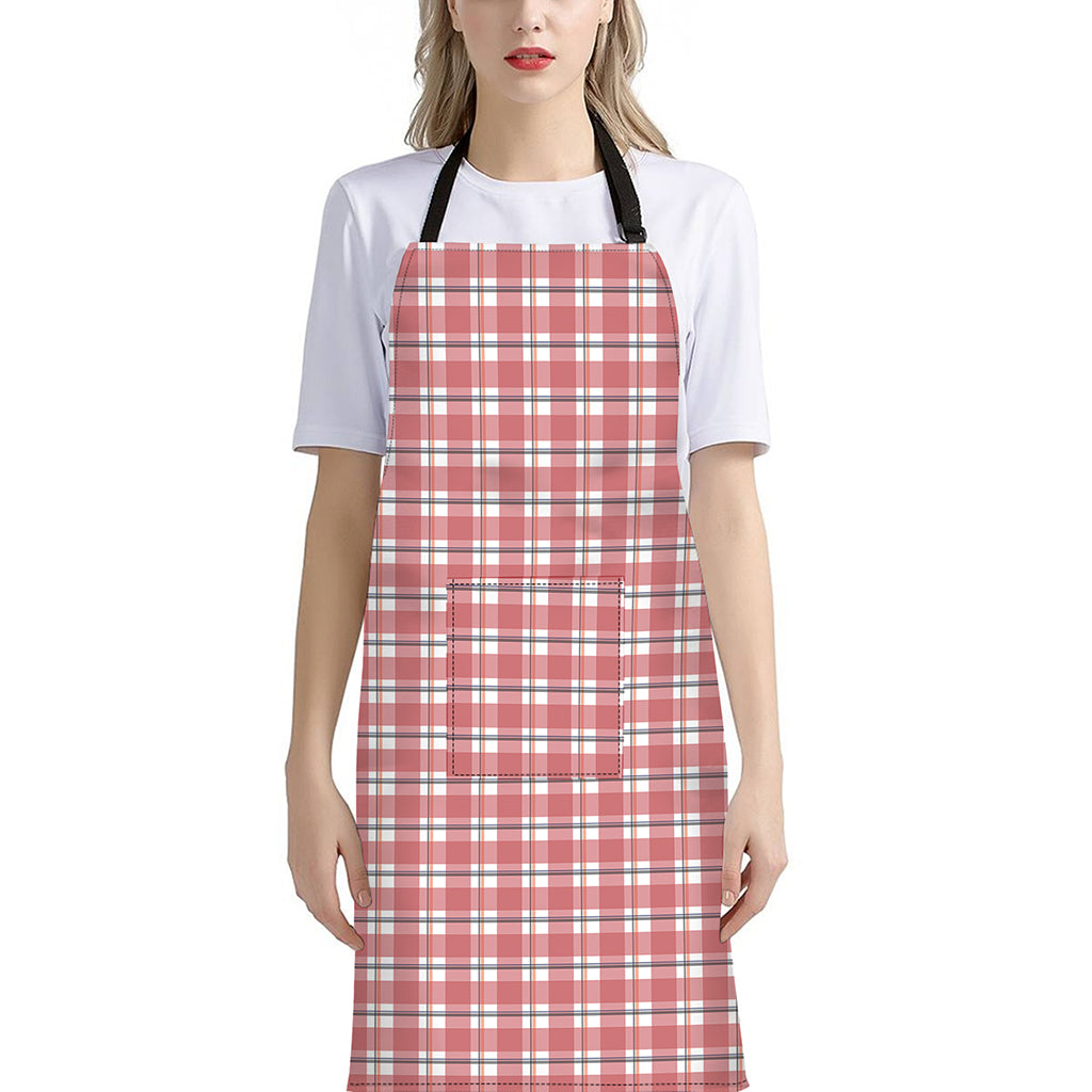 Pastel Madras Pattern Print Bib Apron With Pocket