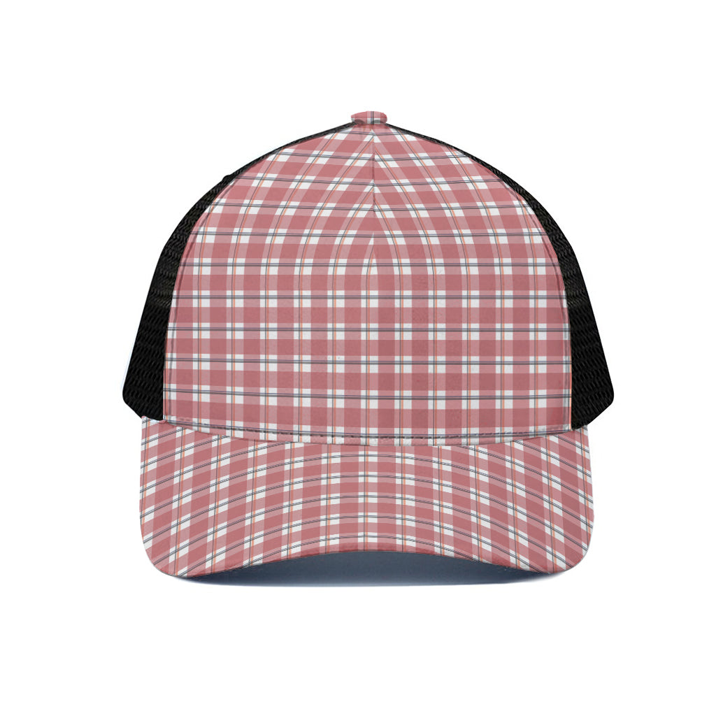 Pastel Madras Pattern Print Black Mesh Trucker Cap