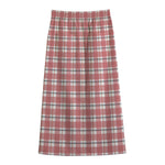 Pastel Madras Pattern Print Cotton Front Slit Maxi Skirt