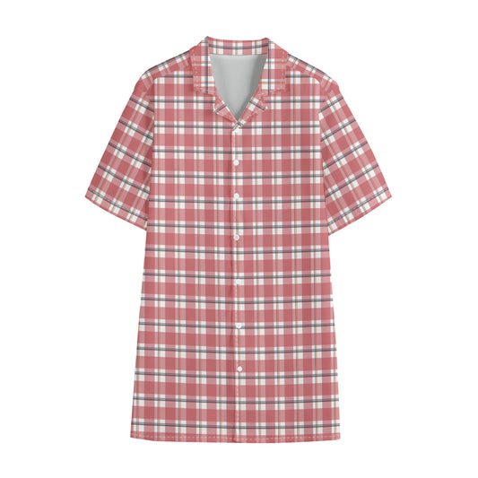 Pastel Madras Pattern Print Cotton Hawaiian Shirt