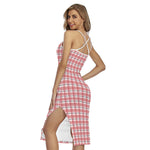 Pastel Madras Pattern Print Cross Back Cami Dress