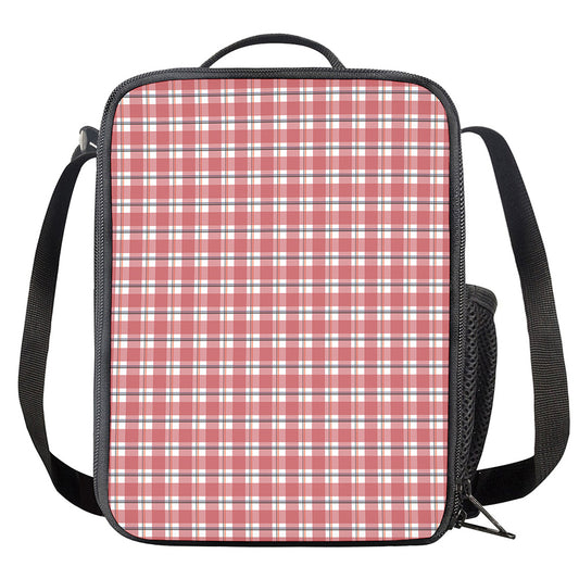 Pastel Madras Pattern Print Crossbody Lunch Bag