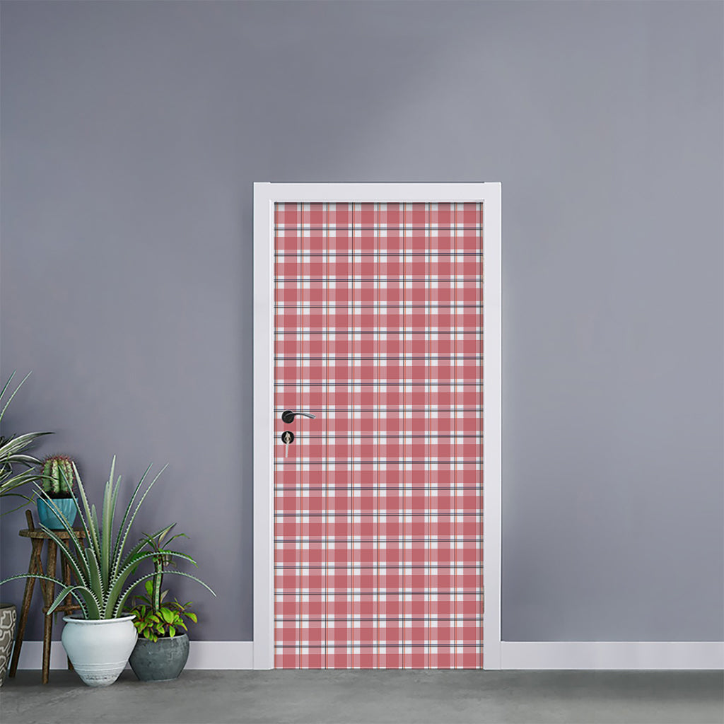 Pastel Madras Pattern Print Door Sticker