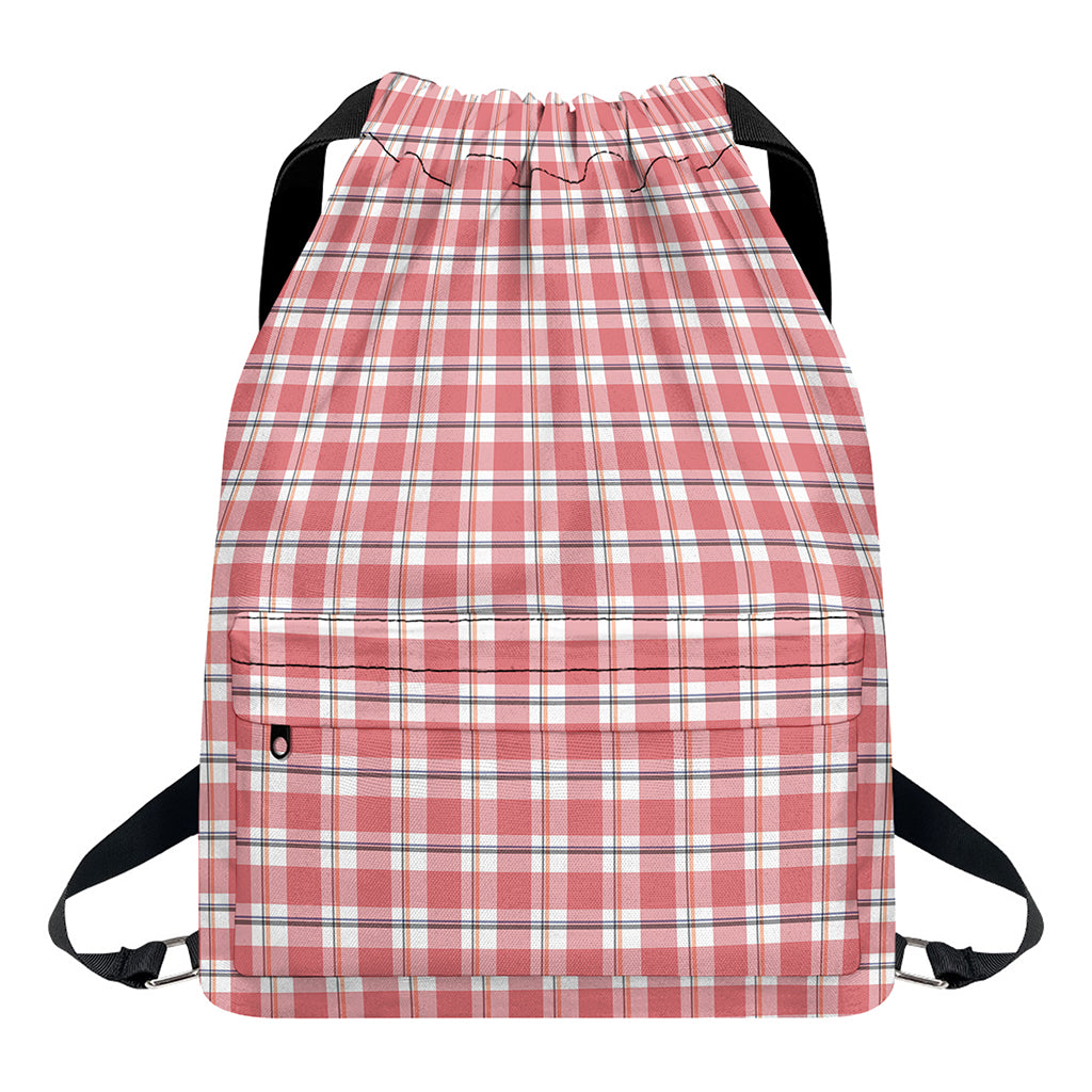 Pastel Madras Pattern Print Drawstring Backpack