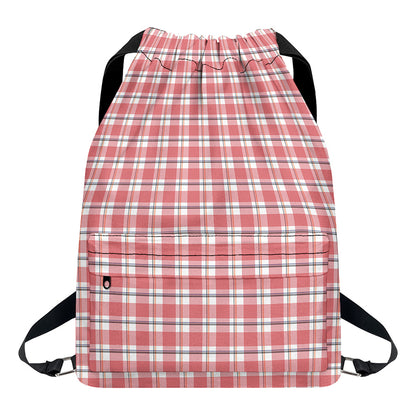 Pastel Madras Pattern Print Drawstring Backpack