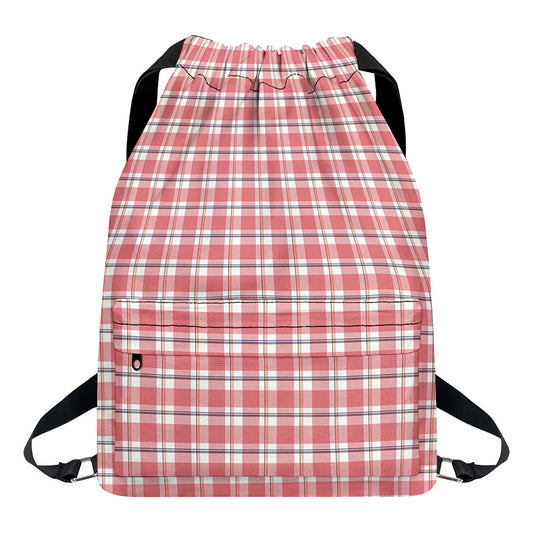 Pastel Madras Pattern Print Drawstring Backpack