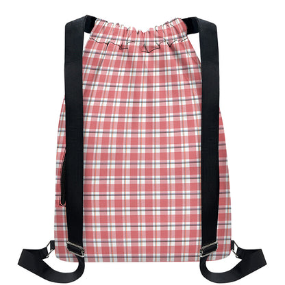 Pastel Madras Pattern Print Drawstring Backpack
