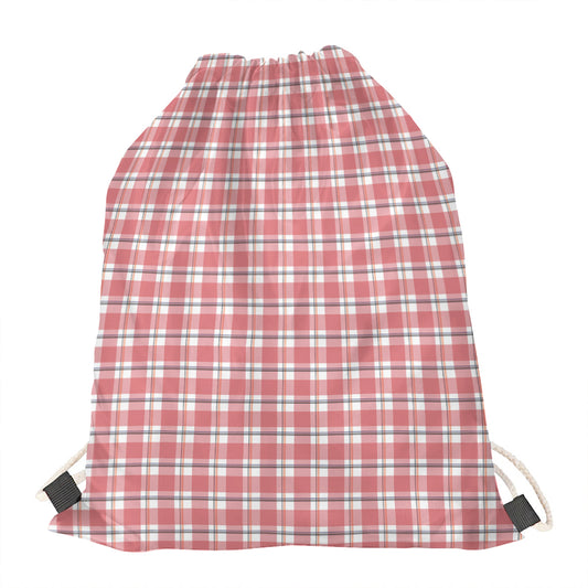Pastel Madras Pattern Print Drawstring Bag