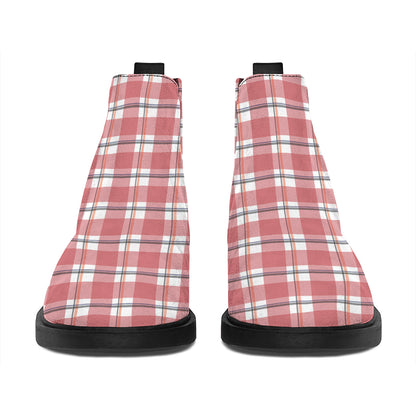 Pastel Madras Pattern Print Flat Ankle Boots