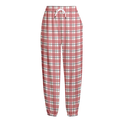 Pastel Madras Pattern Print Fleece Lined Knit Pants