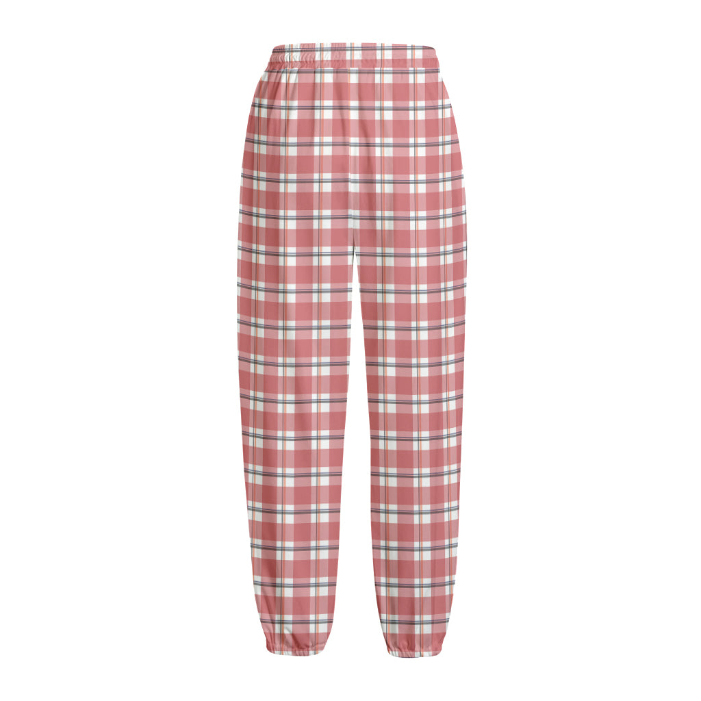 Pastel Madras Pattern Print Fleece Lined Knit Pants