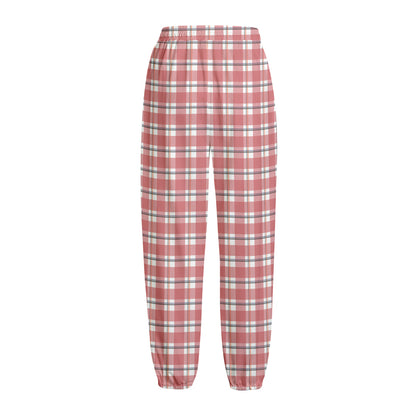 Pastel Madras Pattern Print Fleece Lined Knit Pants