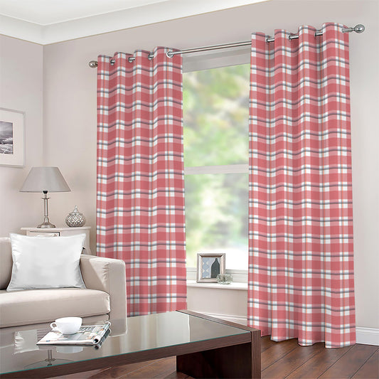 Pastel Madras Pattern Print Grommet Curtains