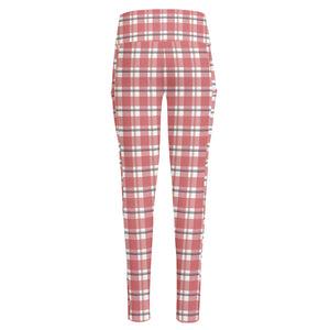 Pastel Madras Pattern Print High-Waisted Pocket Leggings