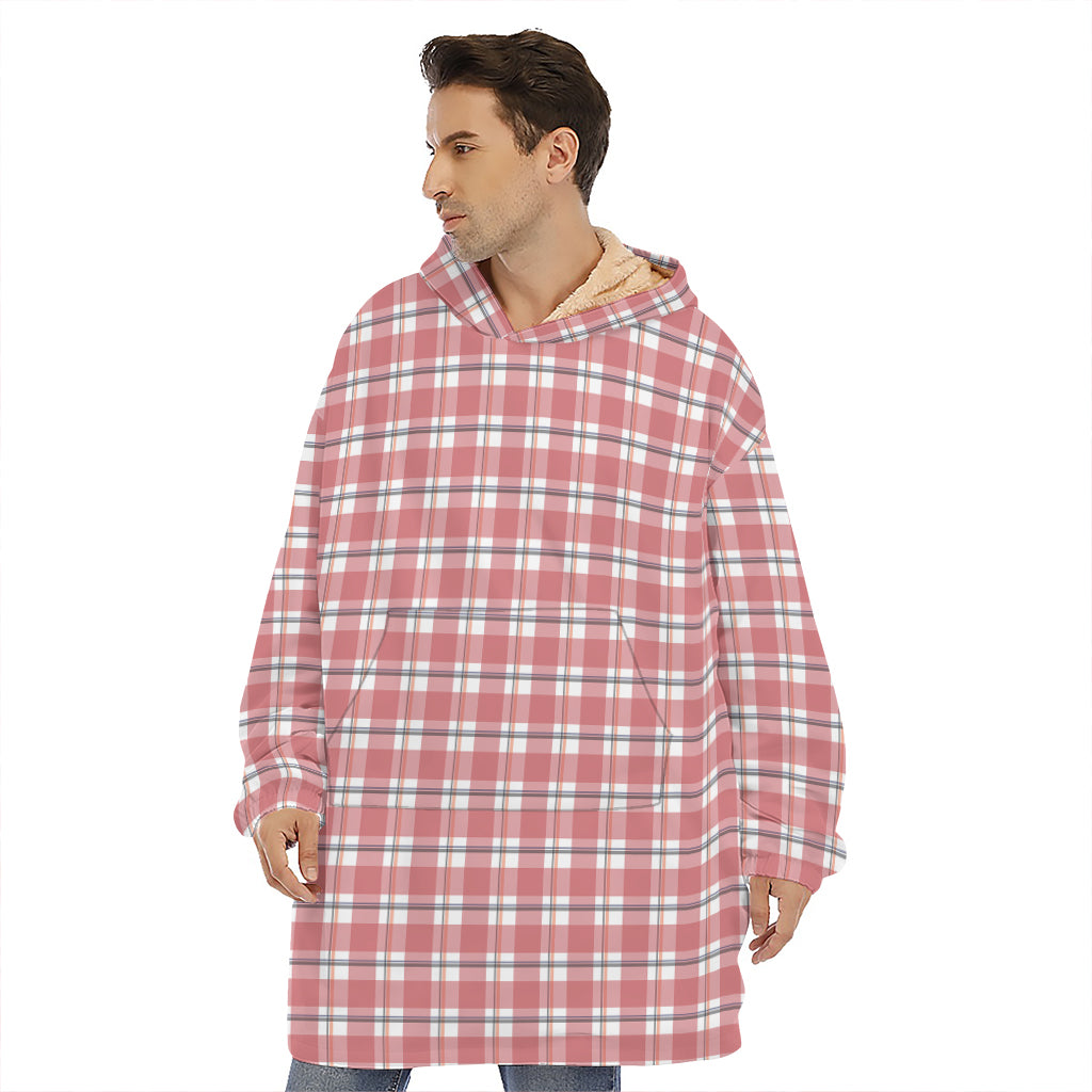 Pastel Madras Pattern Print Hoodie Blanket
