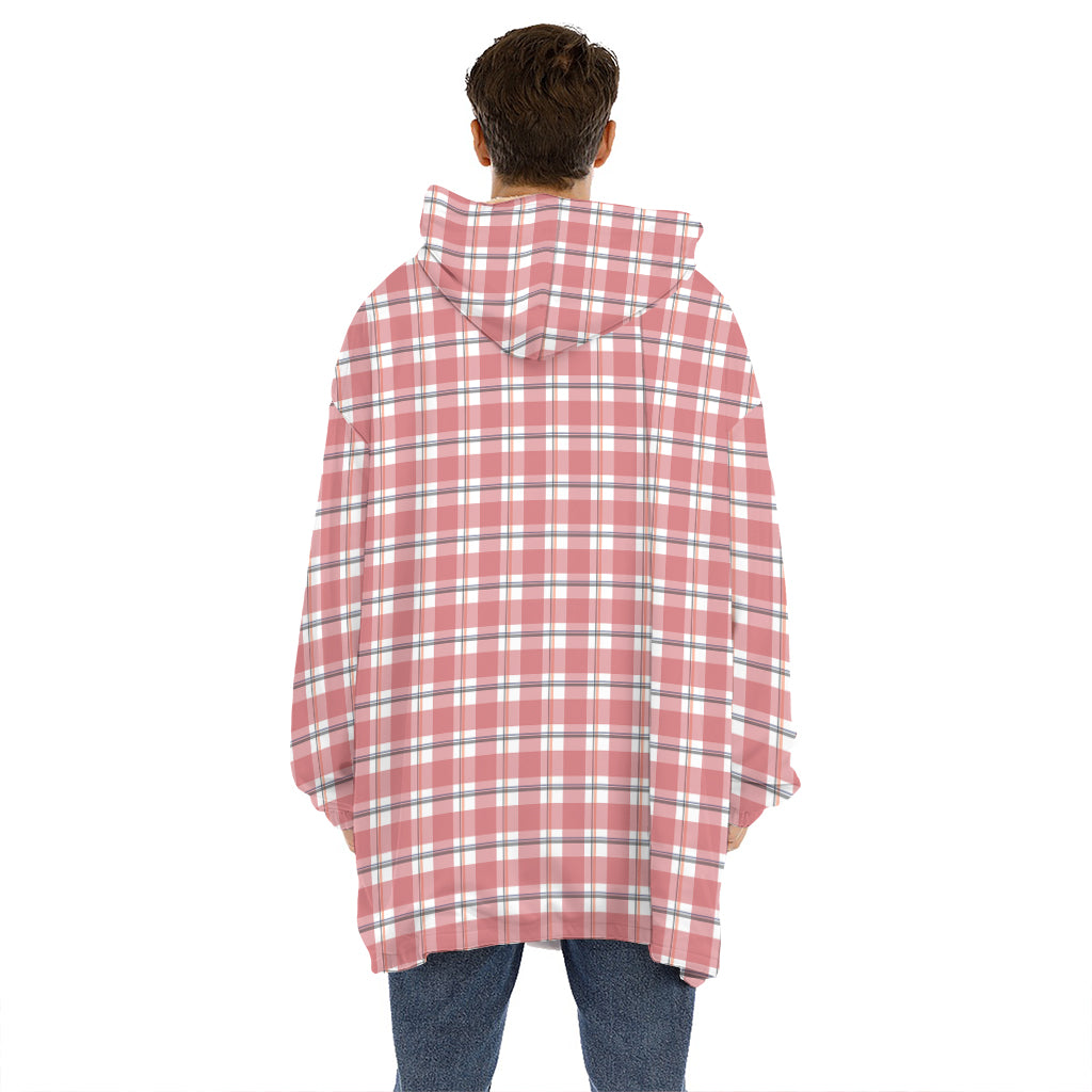 Pastel Madras Pattern Print Hoodie Blanket