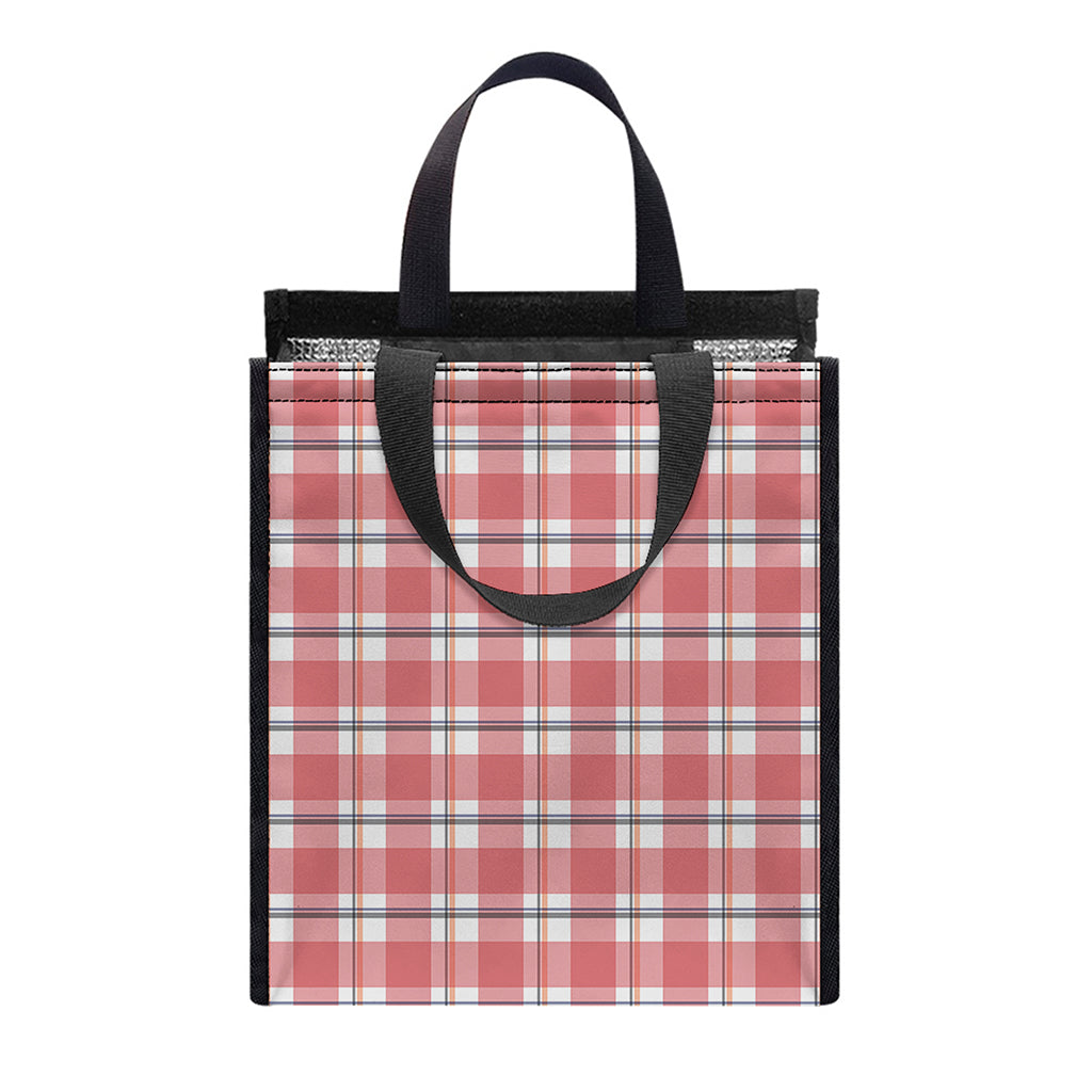 Pastel Madras Pattern Print Insulated Lunch Tote
