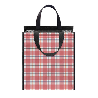 Pastel Madras Pattern Print Insulated Lunch Tote
