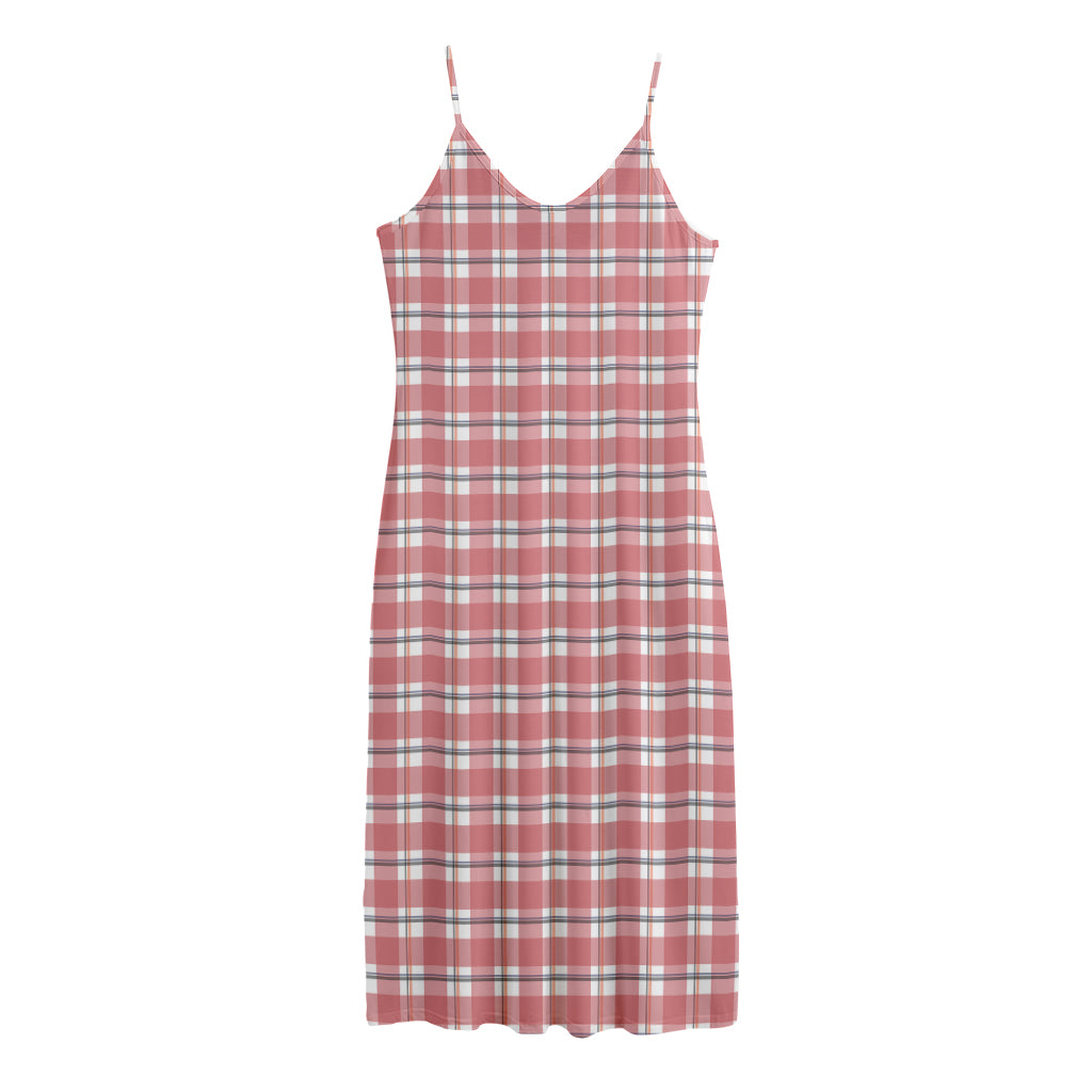 Pastel Madras Pattern Print Jersey Midi Cami Dress
