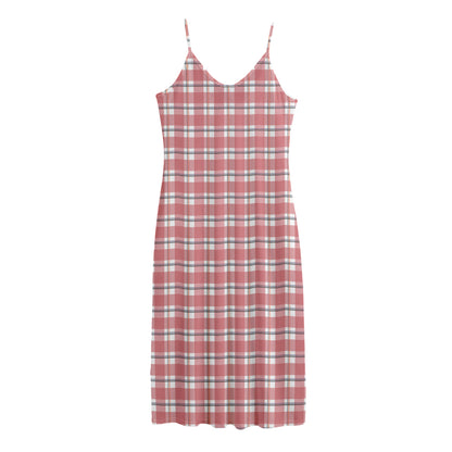 Pastel Madras Pattern Print Jersey Midi Cami Dress