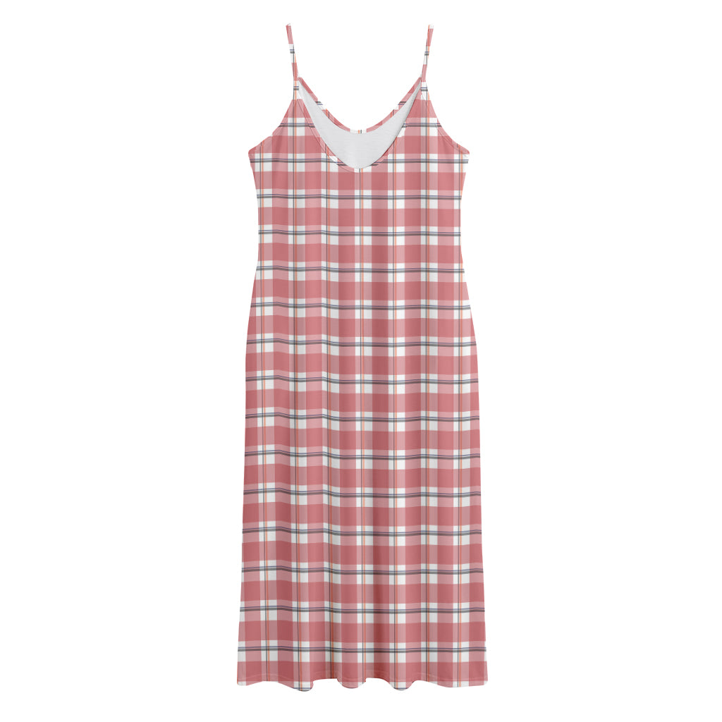 Pastel Madras Pattern Print Jersey Midi Cami Dress