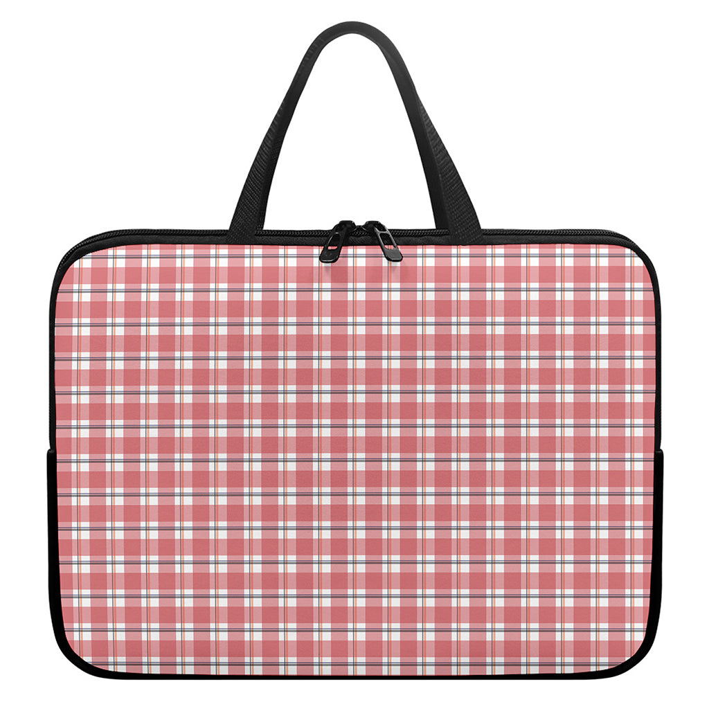 Pastel Madras Pattern Print Laptop Sleeve With Handle