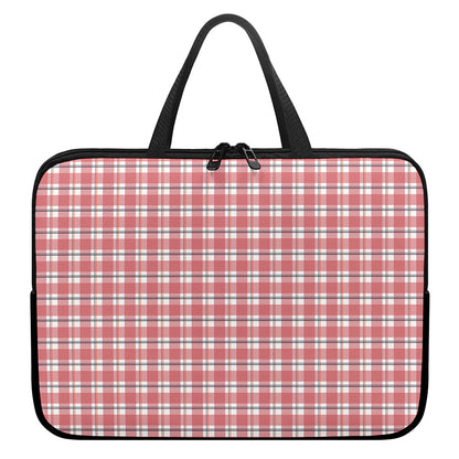 Pastel Madras Pattern Print Laptop Sleeve With Handle