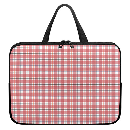 Pastel Madras Pattern Print Laptop Sleeve With Handle