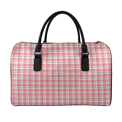 Pastel Madras Pattern Print Leather Duffle Bag