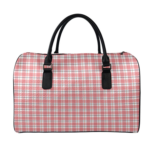 Pastel Madras Pattern Print Leather Duffle Bag